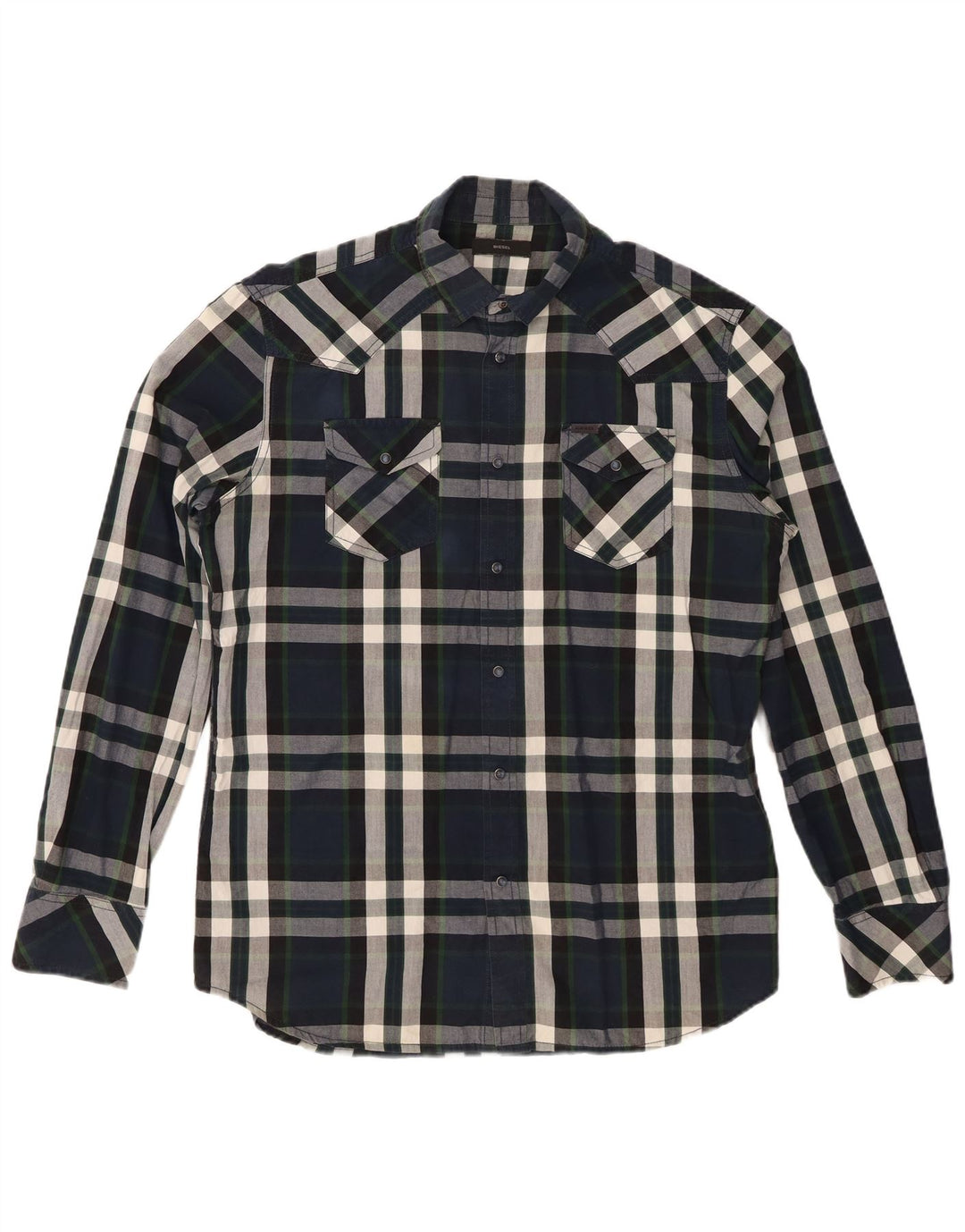 Camicia da uomo DIESEL XL in cotone a quadri blu navy