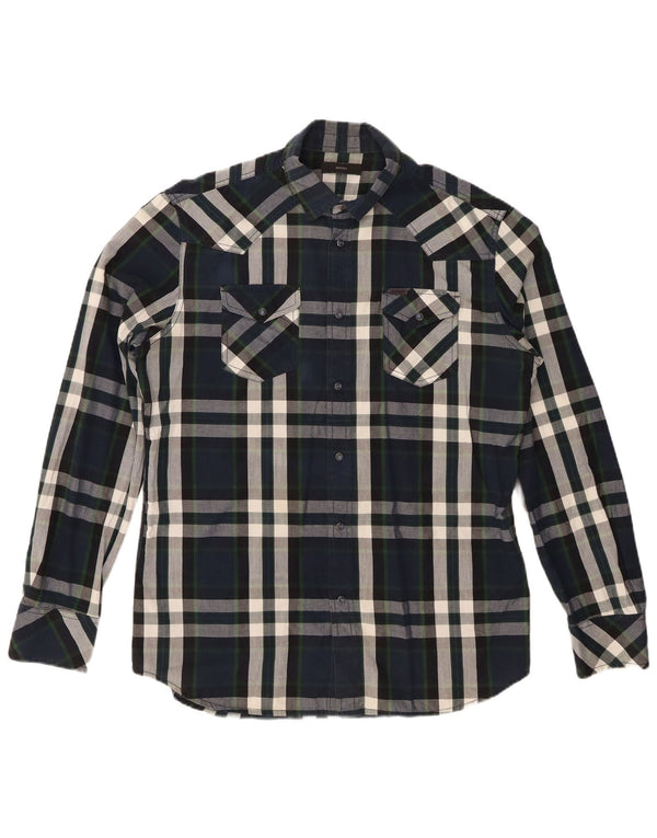 Camicia da uomo DIESEL XL in cotone a quadri blu navy
