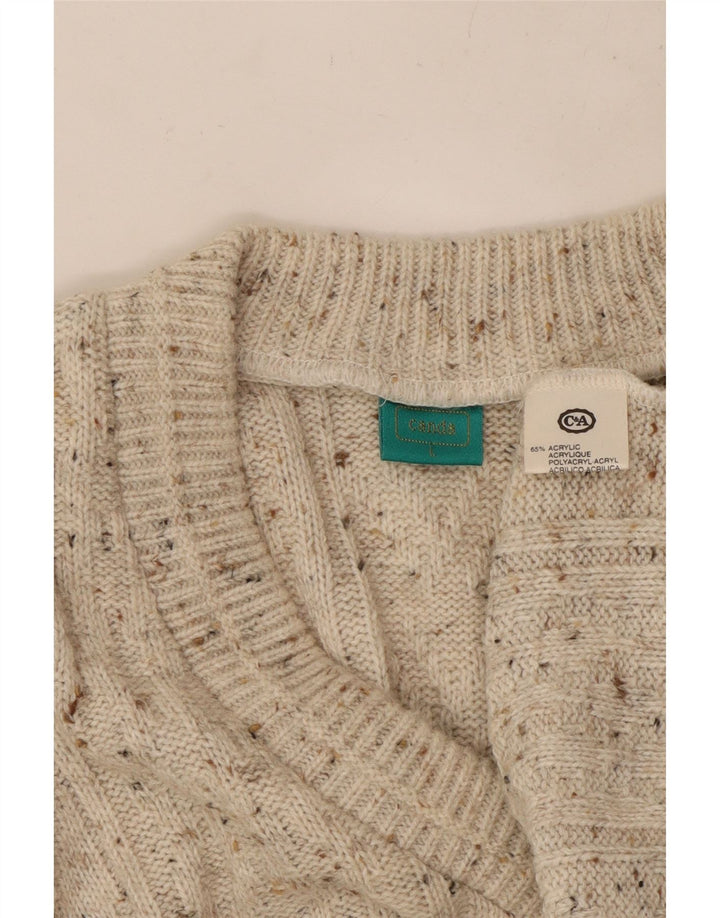 Maglione CANDA da uomo con scollo a V, grande acrilico screziato beige