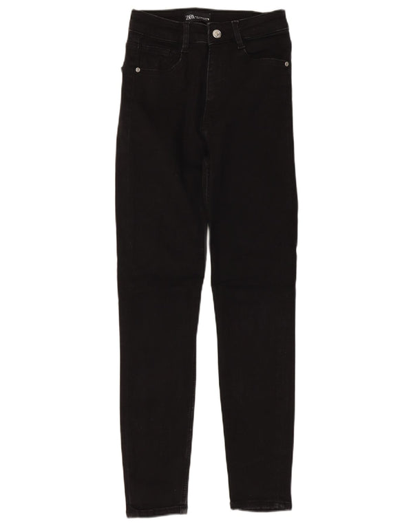 Jeans skinny a vita alta da donna Zara EU 38 Small W28 L28 cotone nero