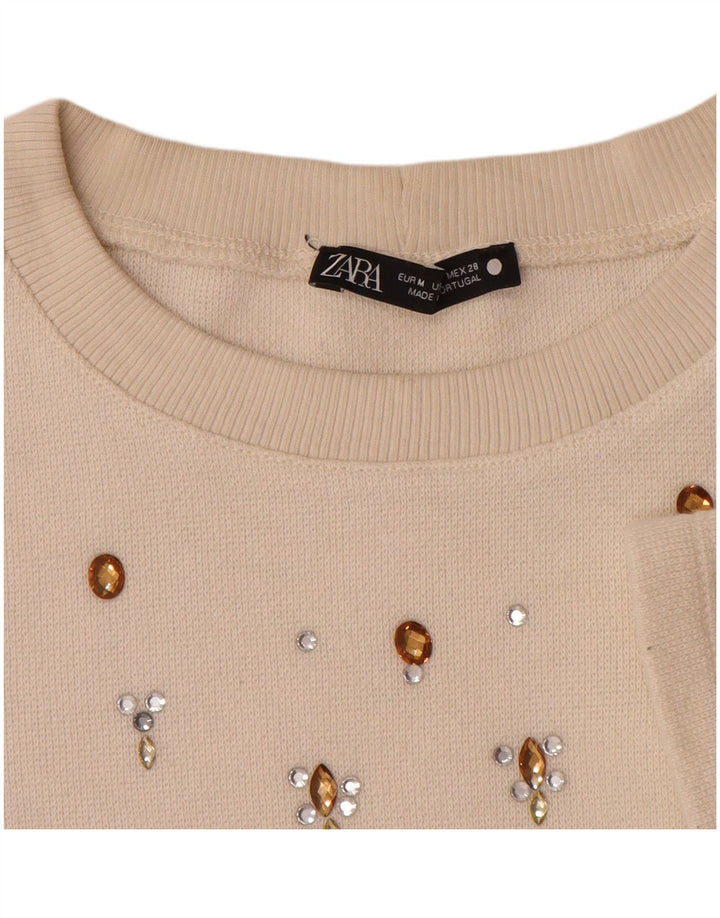 T-shirt Zara da donna Top UK 12 beige medio