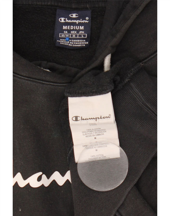 Maglione con cappuccio grafico da uomo Champion in cotone nero medio