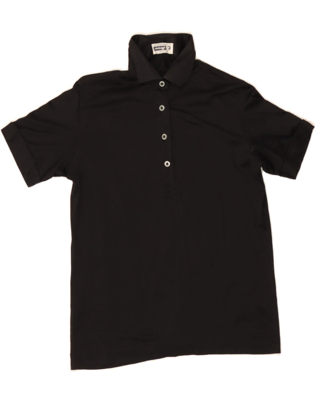 VINTAGE Womens Polo Shirt UK 12 Medium Black Cotton Vintage Vintage and Second-Hand Vintage from Messina Hembry 