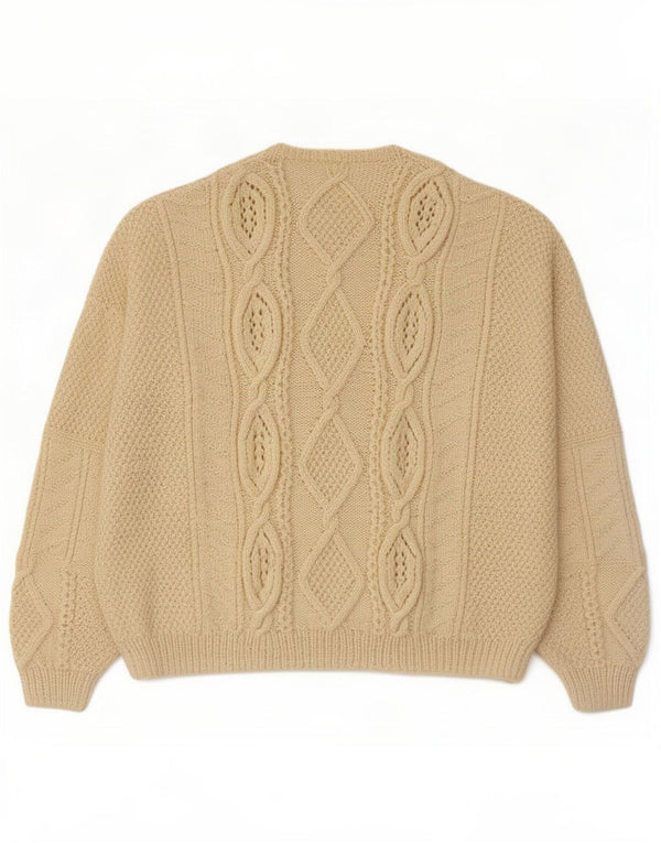Maglione maglione girocollo vintage da uomo grande bianco sporco