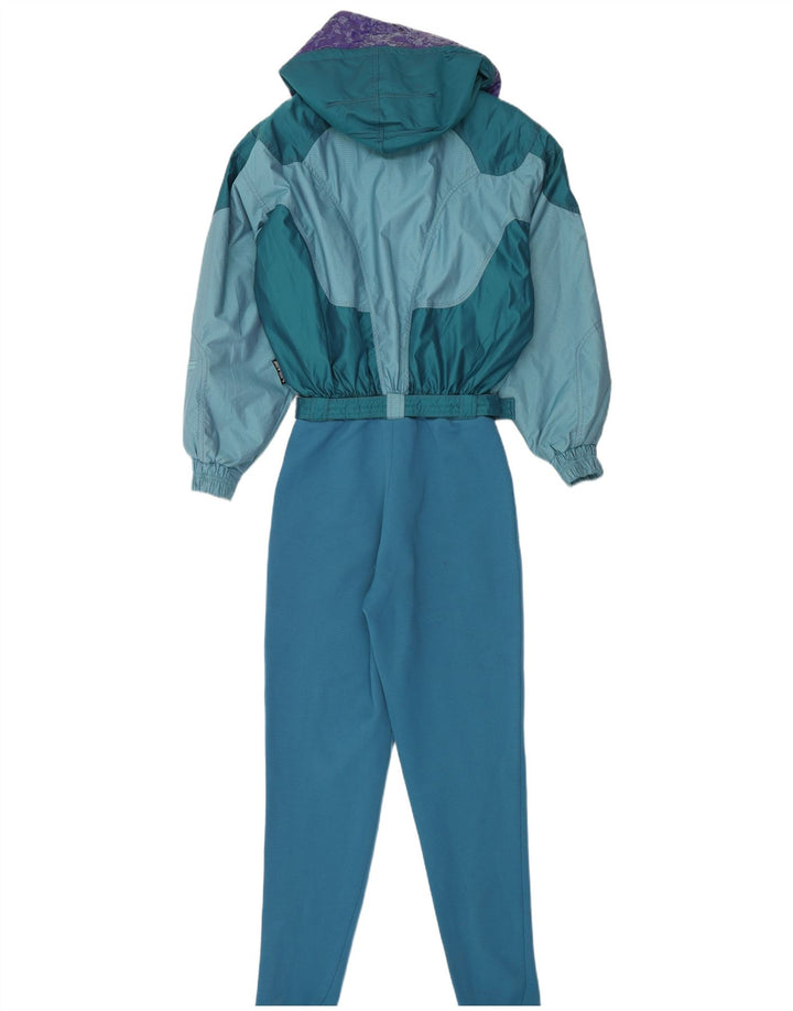 Tuta da sci vintage da donna con cappuccio EU 38 Blu medio color block