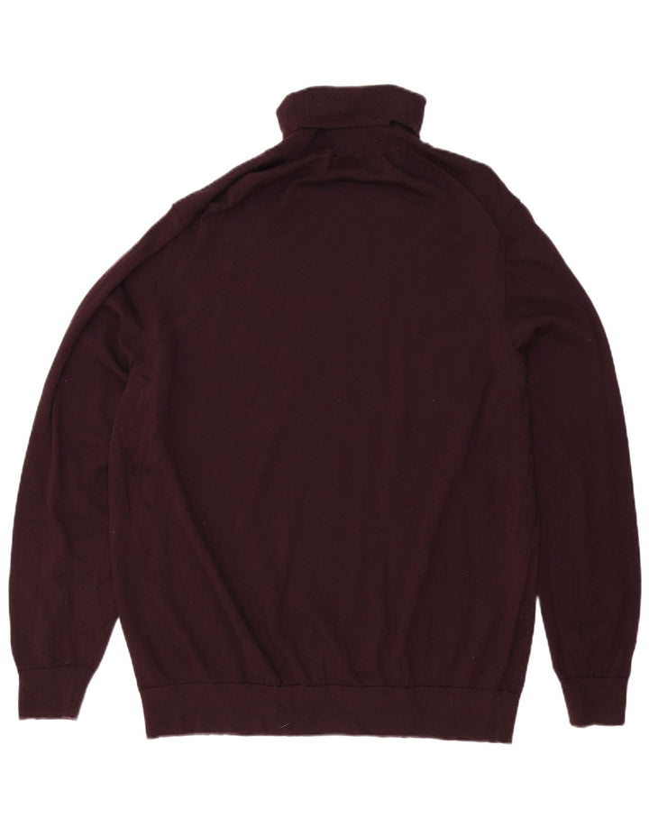 Maglione maglione collo alto autografo da uomo Marks & Spencer 3XL Borgogna