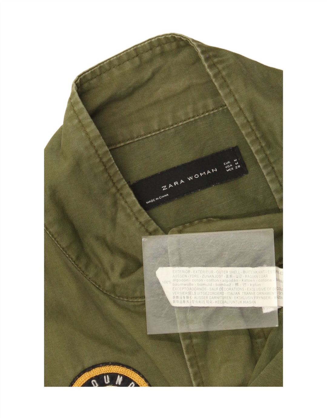 Giubbotto bomber oversize con grafica Zara da donna UK 14 cotone kaki medio