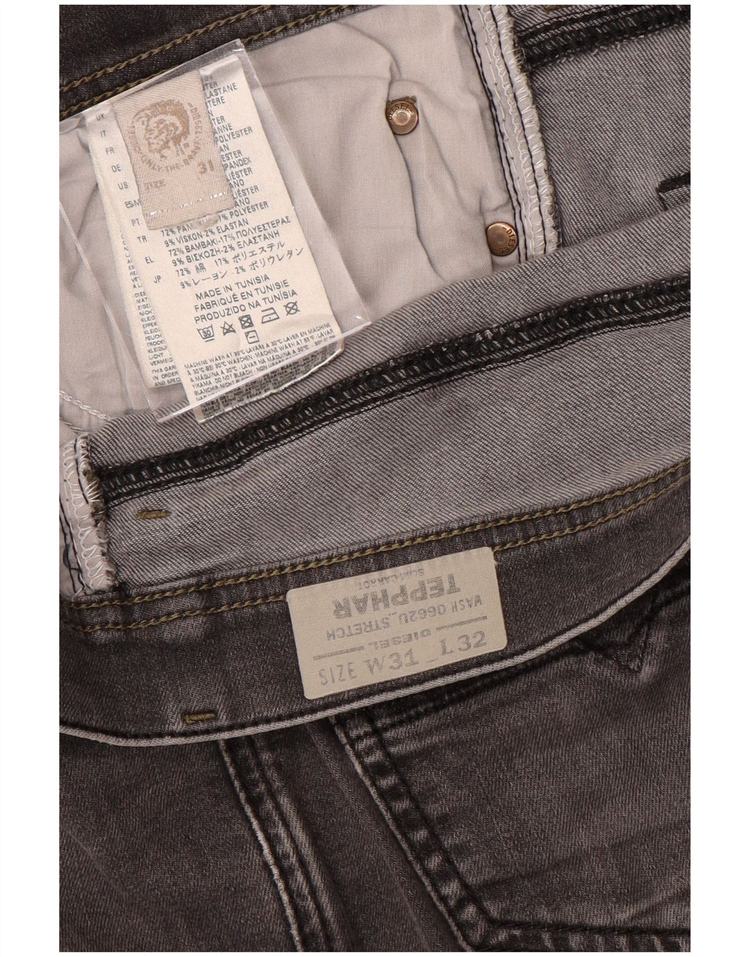 DIESEL Jeans slim da uomo Tepphar Carrot W31 L32 cotone grigio