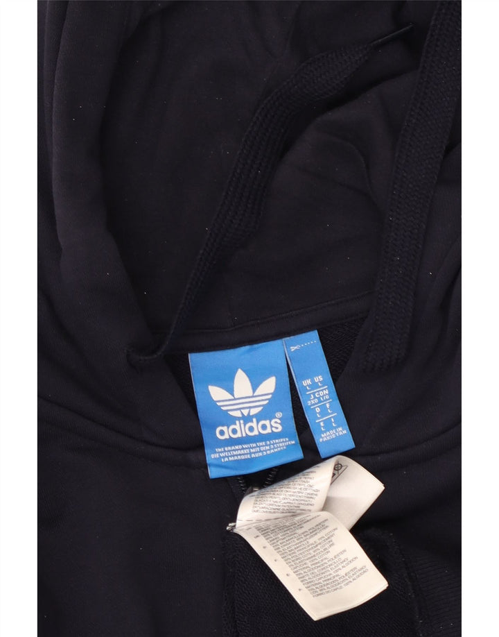 Maglione con cappuccio e zip da uomo ADIDAS grande in cotone blu navy