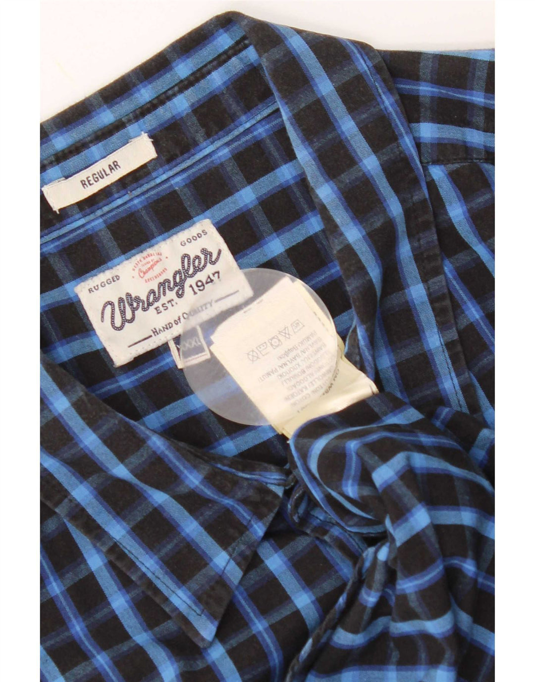 Camicia Wrangler da uomo vestibilità regolare 3XL cotone a quadri blu