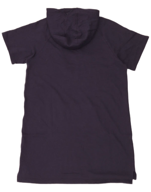 Abito con cappuccio grafico a maniche corte da donna Dkny UK 18 XL cotone blu navy