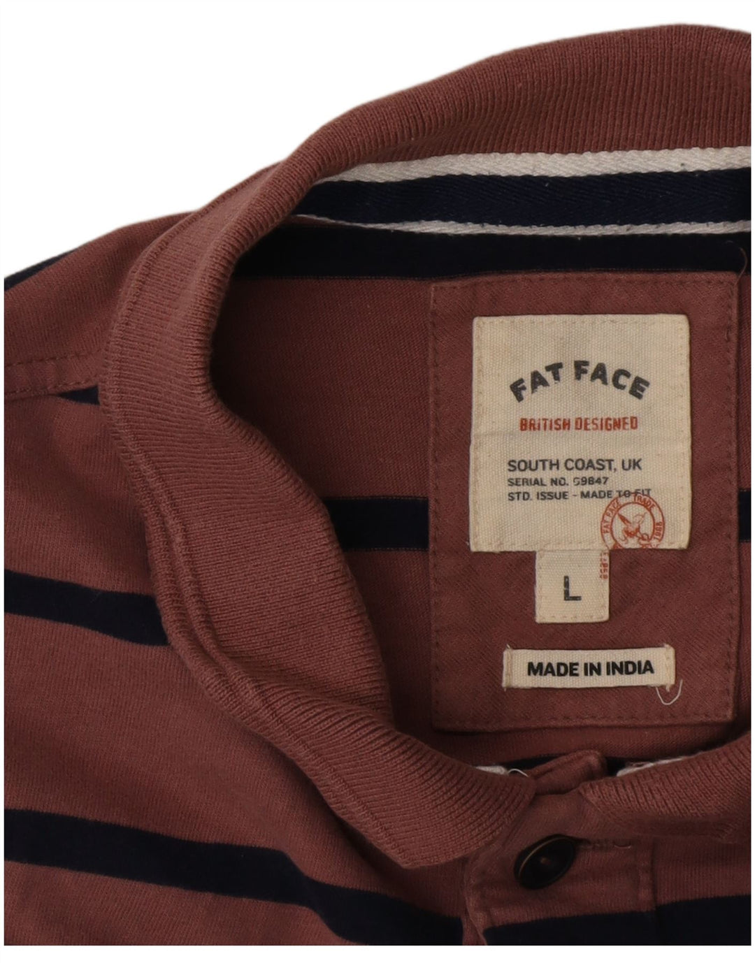Polo da uomo Fat Face grande a righe bordeaux