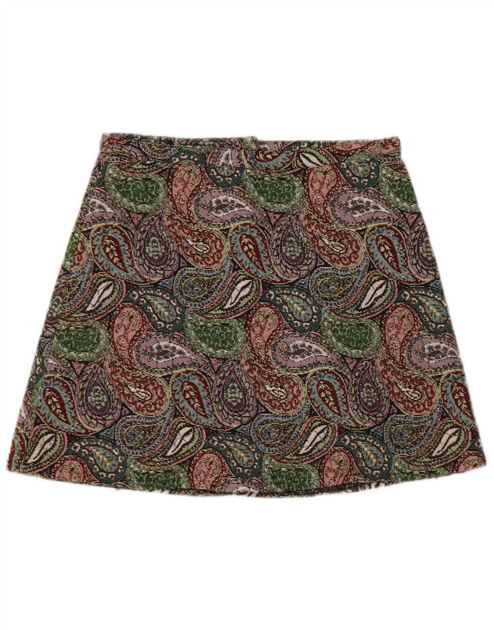 Minigonna vintage da donna W26 piccola verde cachemire