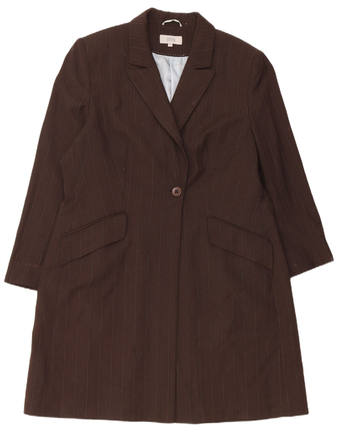 Cappotto da donna Marks & Spencer UK 20 2XL Poliestere gessato marrone