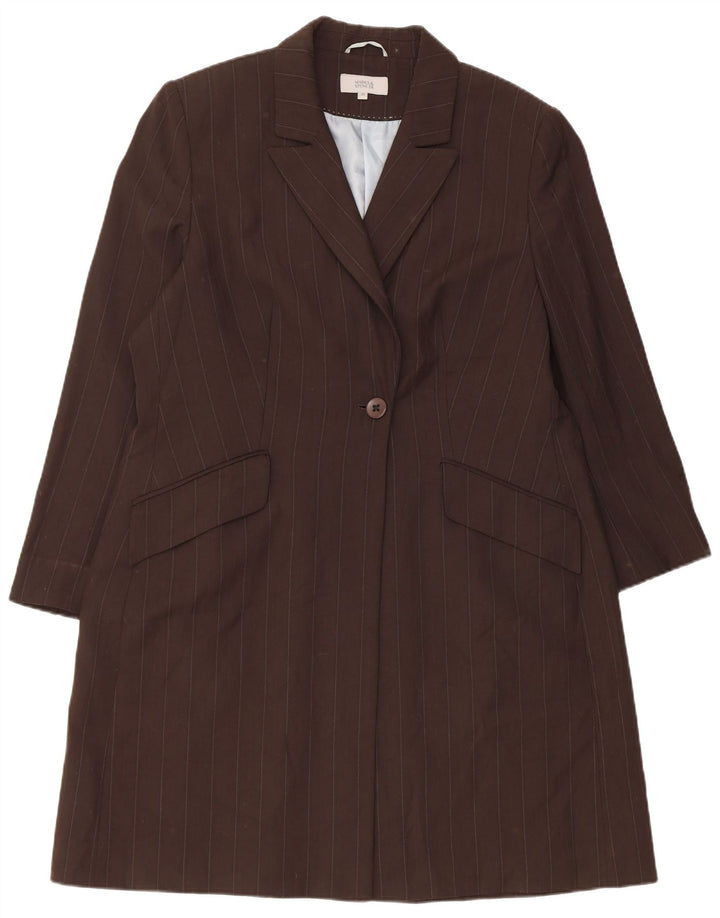 Cappotto da donna Marks & Spencer UK 20 2XL Poliestere gessato marrone