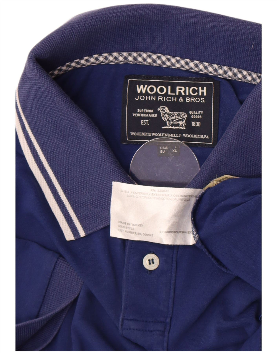 Polo da uomo Woolrich Large in cotone blu navy
