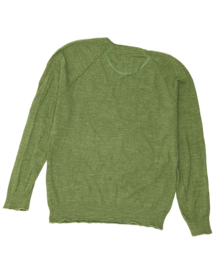 Maglione da uomo con scollo a V vestibilità regolare di White Stuff Cotone verde medio