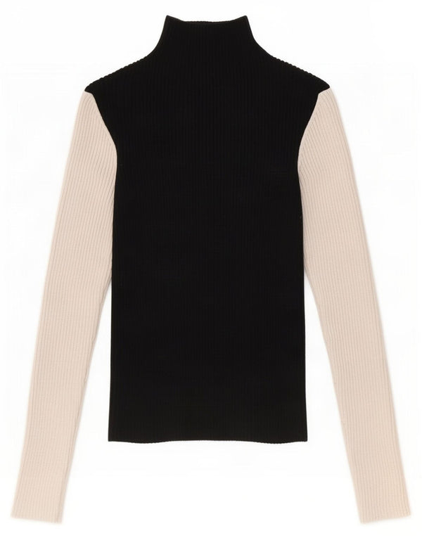 Top corto da donna Zara in camicetta UK 8 Small in viscosa color block nero