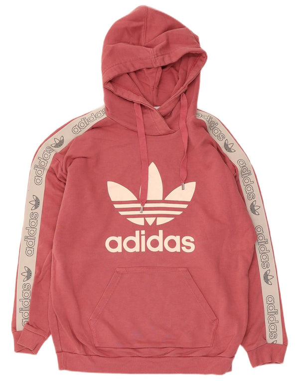Felpa con cappuccio oversize grafica da donna Adidas UK 10 Small Pink Colourblock