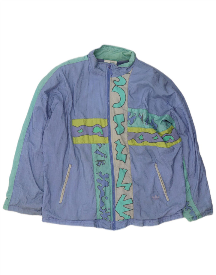 Giacca da ginnastica oversize da donna Adidas UK 16 Large Purple Geometric
