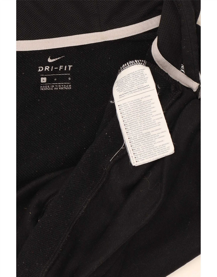 Felpa con cappuccio e zip Nike Dri Fit da donna UK 16 grande poliestere nero