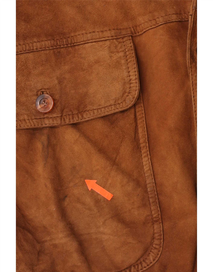 Giubbotto bomber vintage in pelle scamosciata da uomo IT 52 XL in pelle marrone