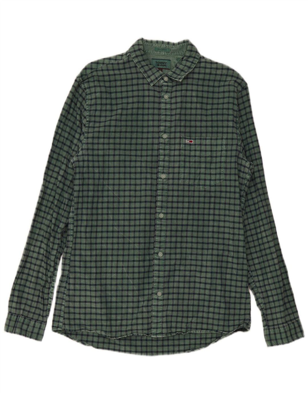 Camicia da uomo Regular Fit Tommy Hilfiger in cotone a quadri verde medio