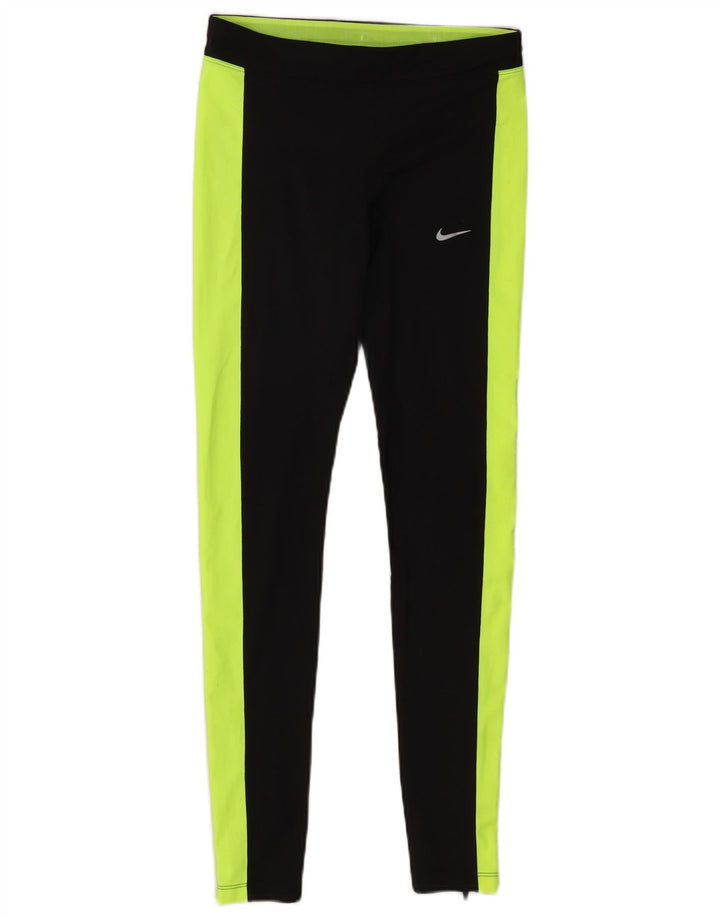 Leggings Nike Dri Fit da donna UK 10 Small Nero Colourblock Poliestere
