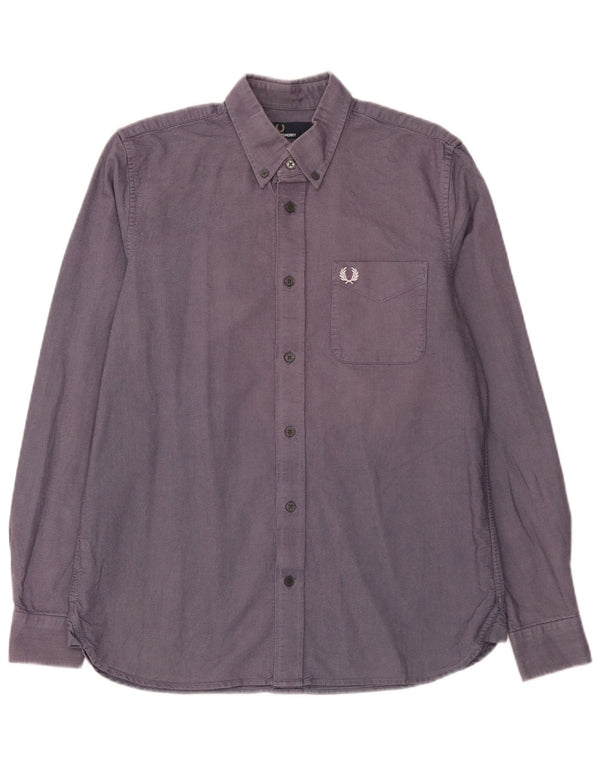Camicia da uomo Fred Perry in cotone blu medio