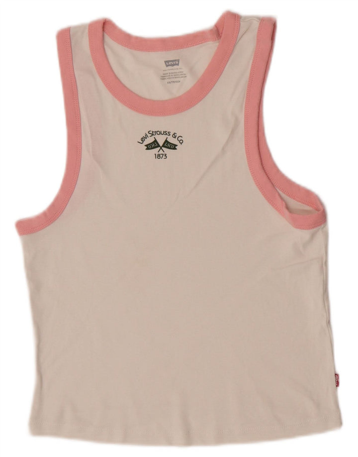 Gilet grafico corto da donna Levi's UK 6 XS bianco sporco