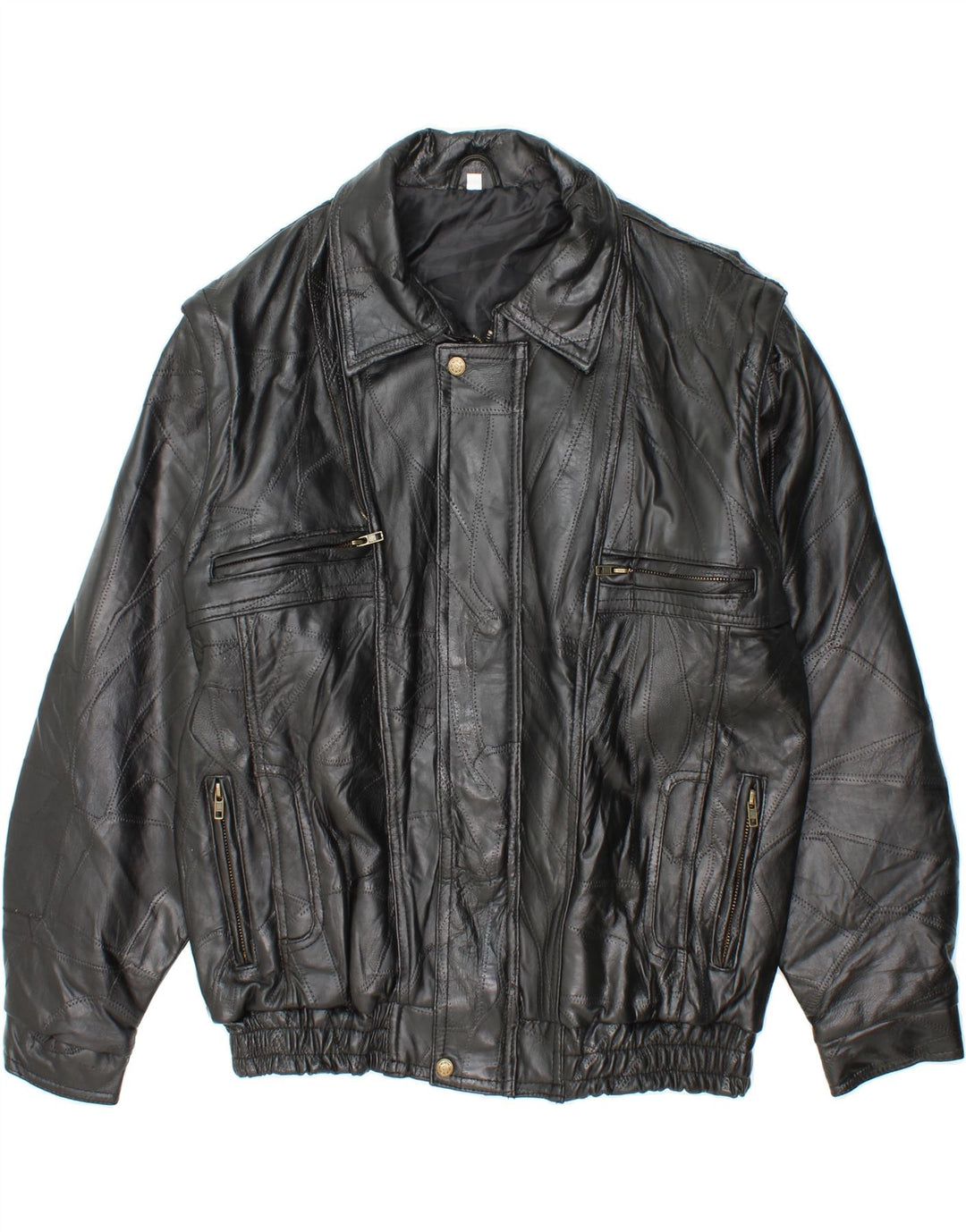 Giacca in pelle da uomo VINTAGE UK 40 grande in pelle nera