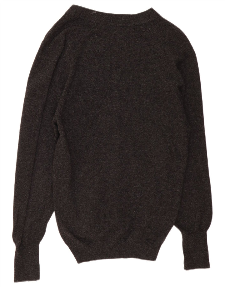 MARKS & SPENCER Maglione cardigan da uomo EU 46 XL Lana d'agnello grigia