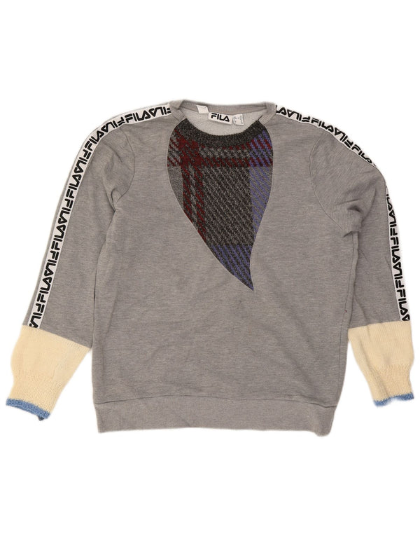Felpa grafica da donna Fila Jumper UK 16 Large Grey Colourblock