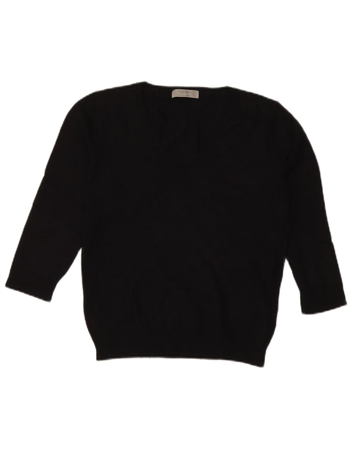 Maglione da donna Marks & Spencer con maniche a 3/4 e scollo a V, UK 12, medio, nero