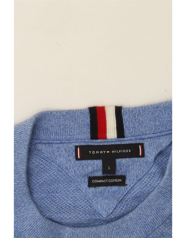 TOMMY HILFIGER Maglione maglione girocollo da uomo grande cotone blu