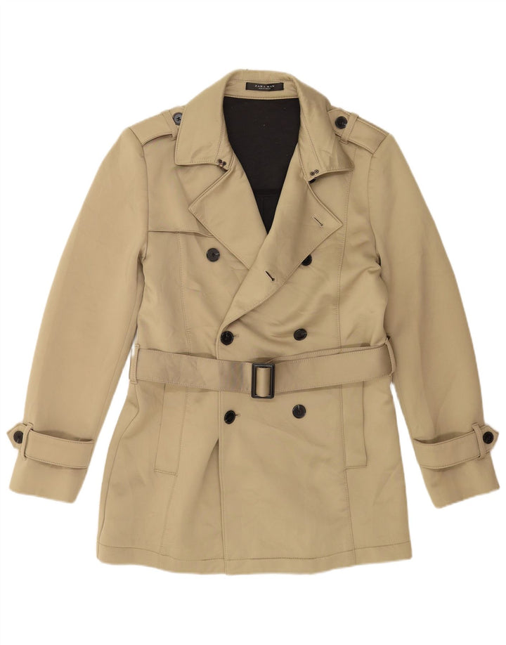 Trench corto da uomo Zara UK 38 Poliestere beige medio