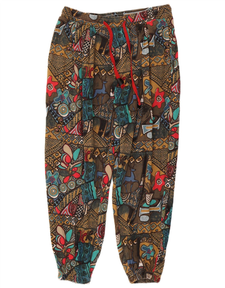 Pantaloni vintage da donna con motivo astratto medio W30 L25 multicolore