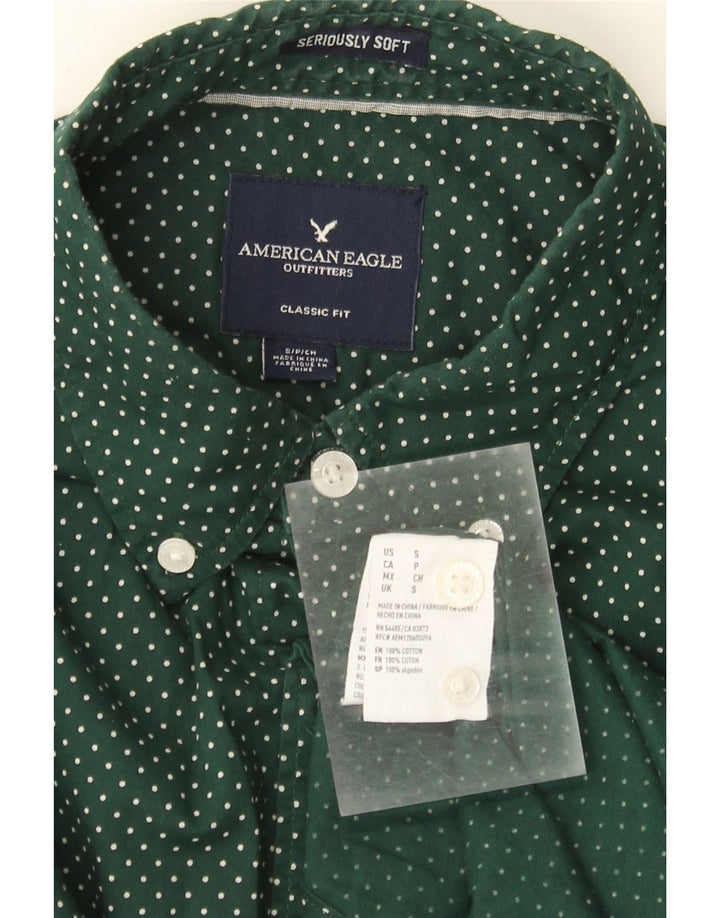 Camicia da uomo Classic Fit American Eagle piccola in cotone maculato verde