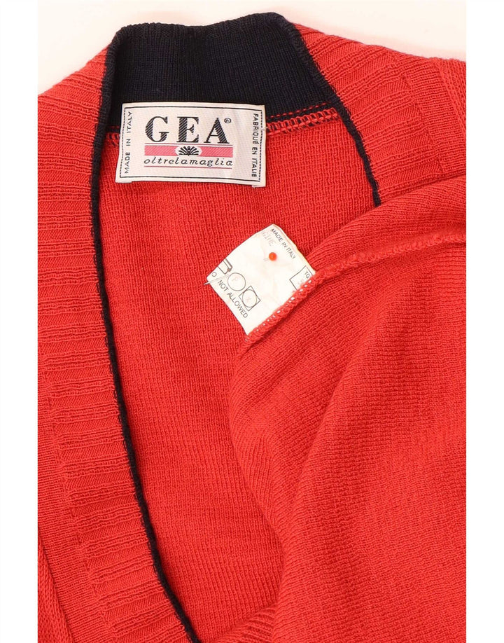 Maglione cardigan vintage da uomo IT 50 lana rossa media