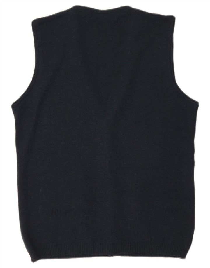 Maglione cardigan senza maniche da uomo Bernardini piccolo in lana geometrica blu navy