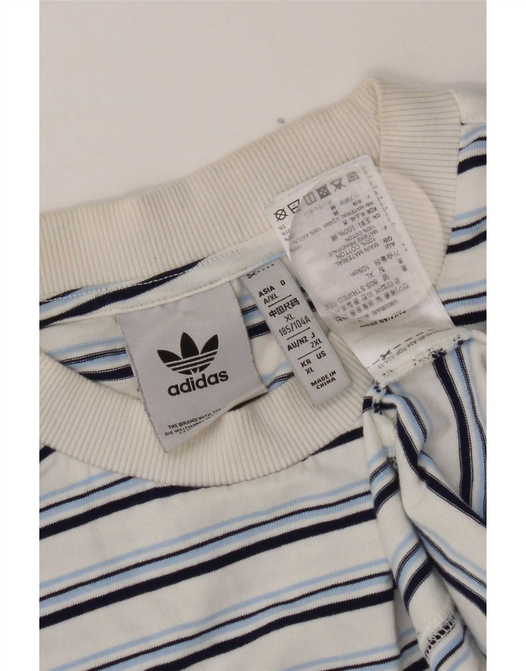 T-shirt da uomo Adidas Top XL in cotone a righe bianche
