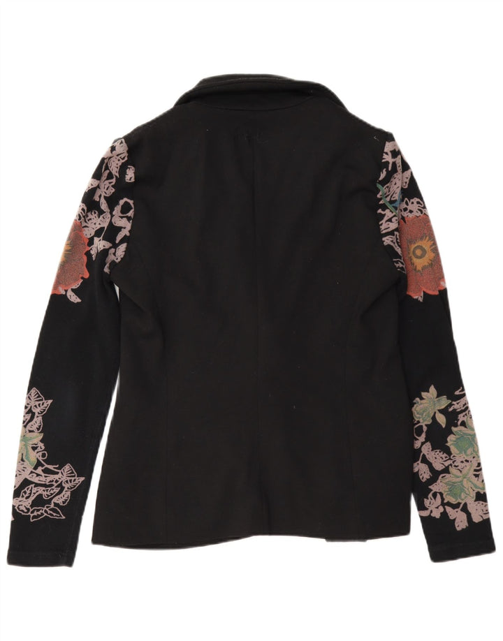 Giacca blazer da donna a 2 bottoni Desigual EU 36 piccolo poliestere floreale nero