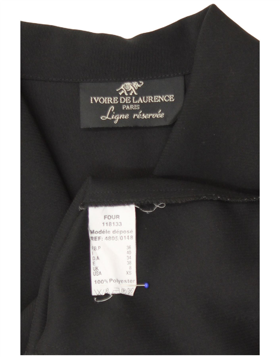 Camicetta da donna Ivoire de Laurence UK 8 piccola in poliestere nero