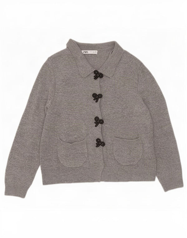 Maglione cardigan da donna Zara UK 14 grande grigio poliammide
