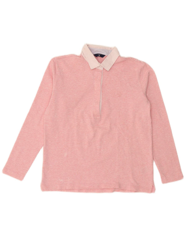Polo da donna a maniche lunghe Gant UK 6 XS cotone color block rosa