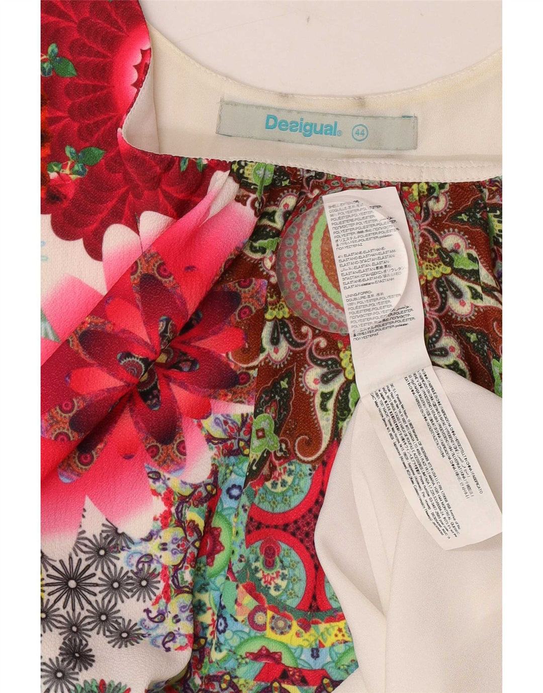 Desigual Top tunica senza maniche da donna EU 44 XL Poliestere floreale bianco