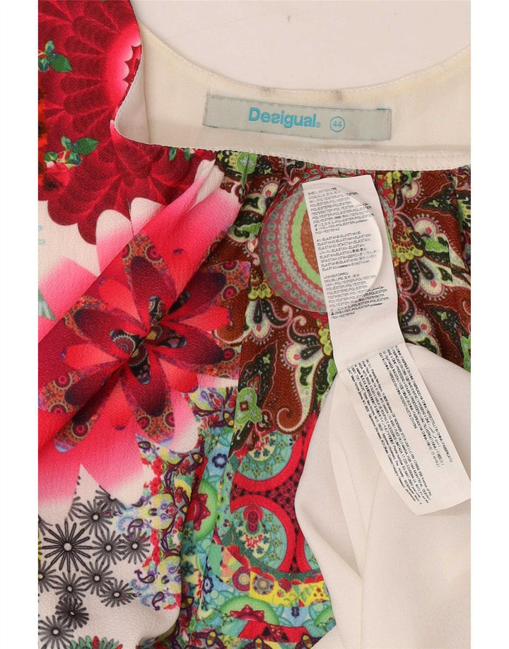 Desigual Top tunica senza maniche da donna EU 44 XL Poliestere floreale bianco