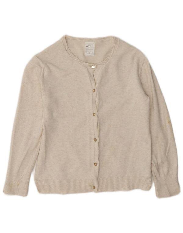 Maglione cardigan per ragazze Zara 7-8 anni in cotone bianco sporco