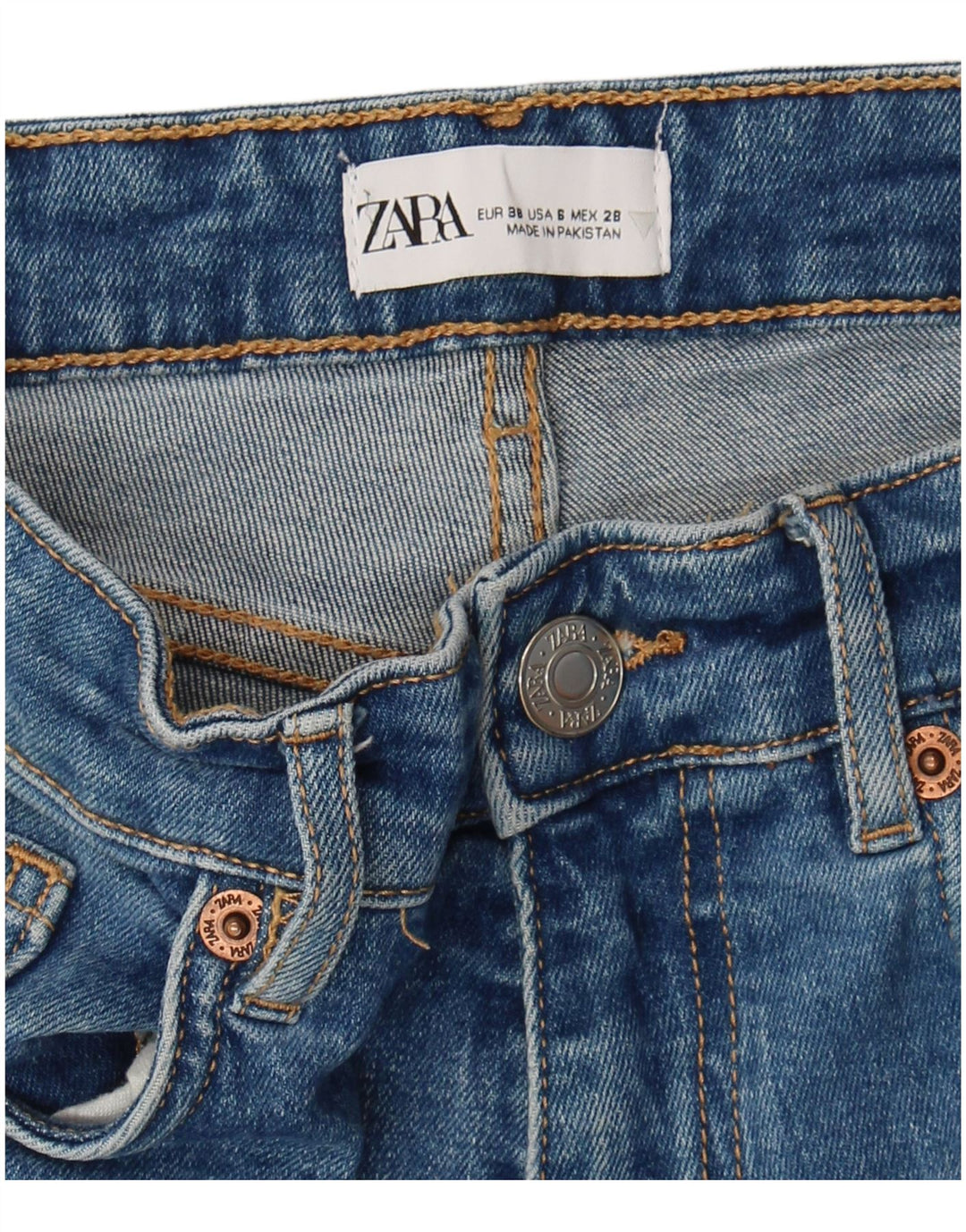 Jeans corti da donna Zara EU 38 piccoli W28 L26 blu