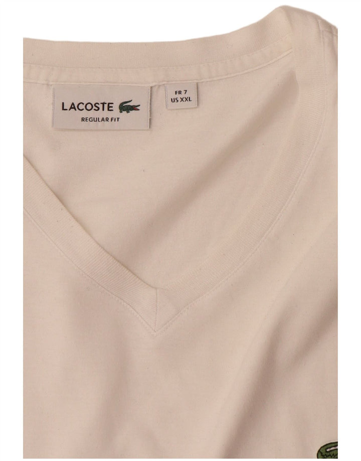 T-shirt Lacoste da uomo vestibilità regolare taglia superiore 7 2XL cotone bianco